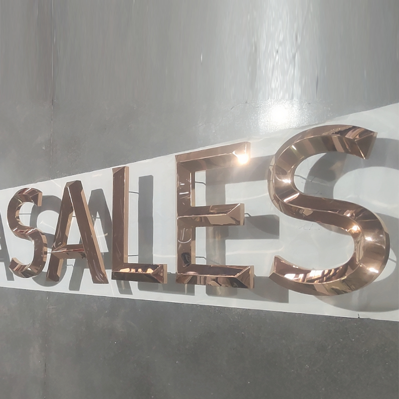 3D Metal Signage Three Dimensional Built Up Gold Letter