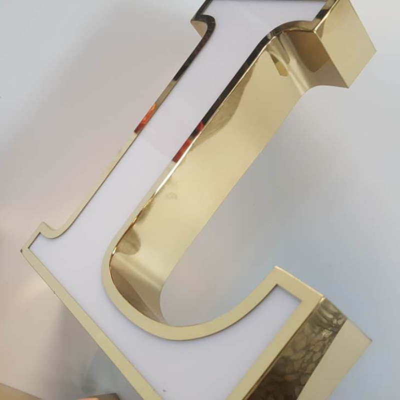 Gold Sides Front Lit Acrylic LED Channel Letters